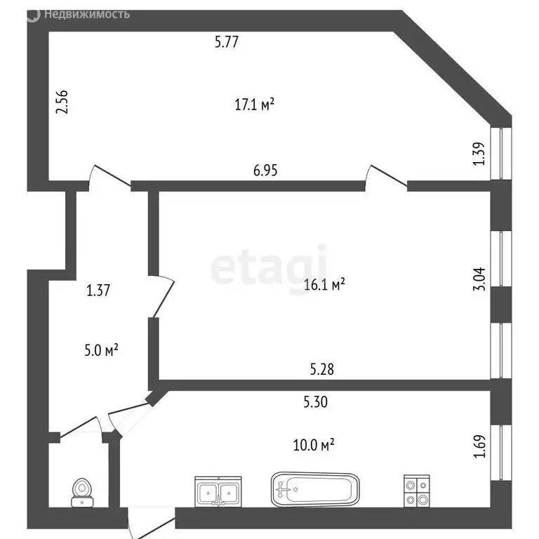 2-комнатная квартира: Санкт-Петербург, улица Ленина, 8 (49 м) - Фото 1