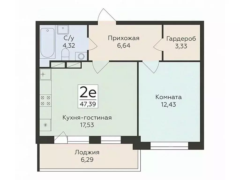 2-к кв. Воронежская область, Воронеж ул. Чапаева, 68Б (47.39 м) - Фото 0