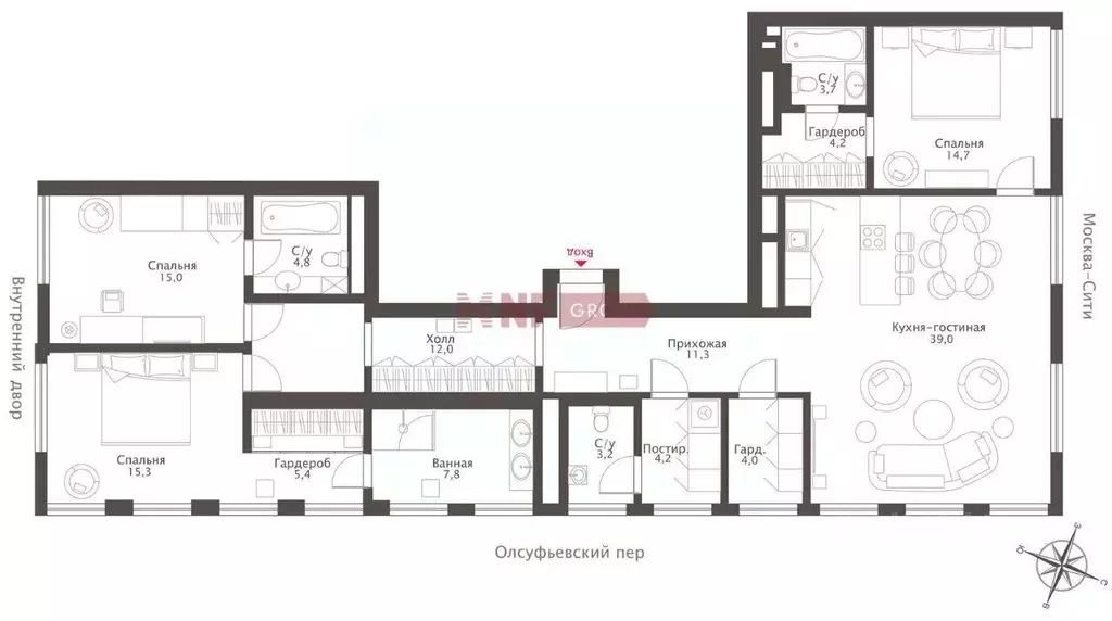Квартира, 4 комнаты, 152.4 м - Фото 1