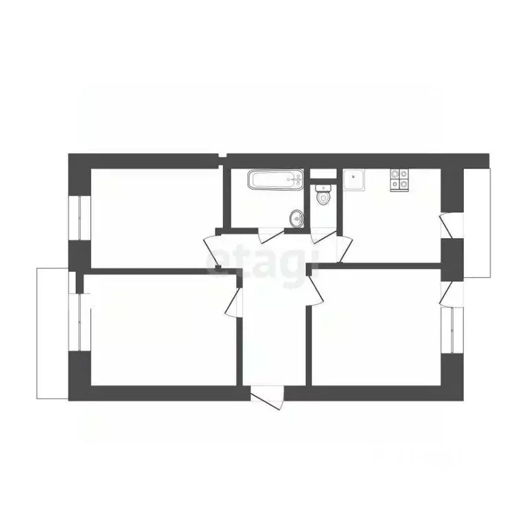 3-к кв. Томская область, Томск ул. 3-я Рабочая, 9 (58.8 м) - Фото 2
