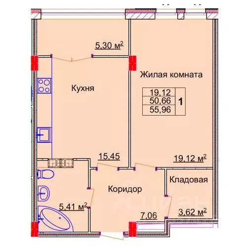 1-к кв. Ивановская область, Иваново Лежневская ул., 98 (55.96 м) - Фото 0