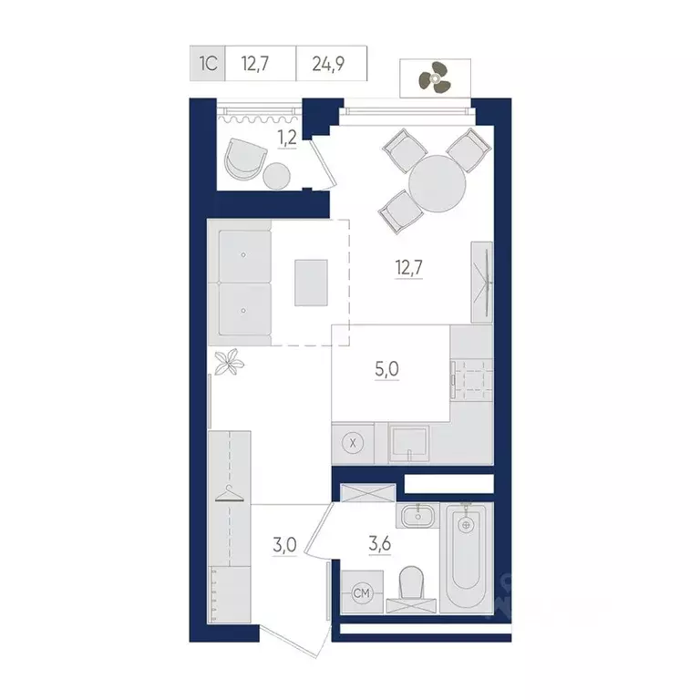 1-к кв. Башкортостан, Уфа ул. Евгения Столярова, 13 (24.9 м) - Фото 1