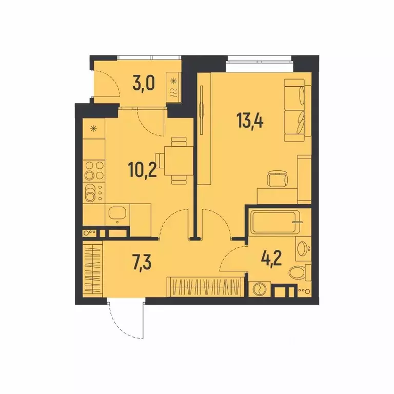 1-к кв. Пермский край, Пермь Ераничи мкр,  (37.2 м) - Фото 1