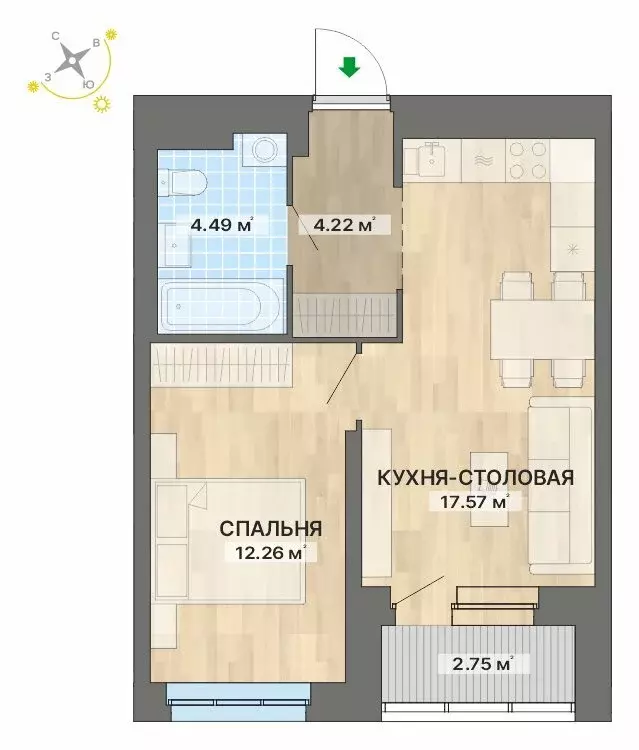 1-комнатная квартира: Екатеринбург, жилой район Уралмаш, Авангардная ... - Фото 0