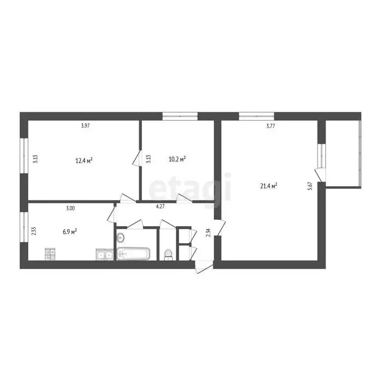 3-комнатная квартира: Тюмень, Ялуторовская улица, 16 (60.6 м) - Фото 0