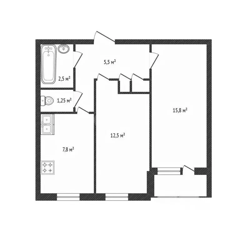 2-к кв. Брянская область, Брянск Красноармейская ул., 170 (45.9 м) - Фото 2