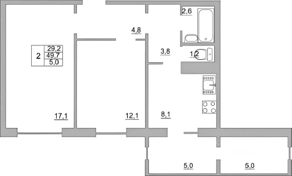 2-к кв. Псковская область, Псков ул. Крестки, 3А (55.2 м) - Фото 1