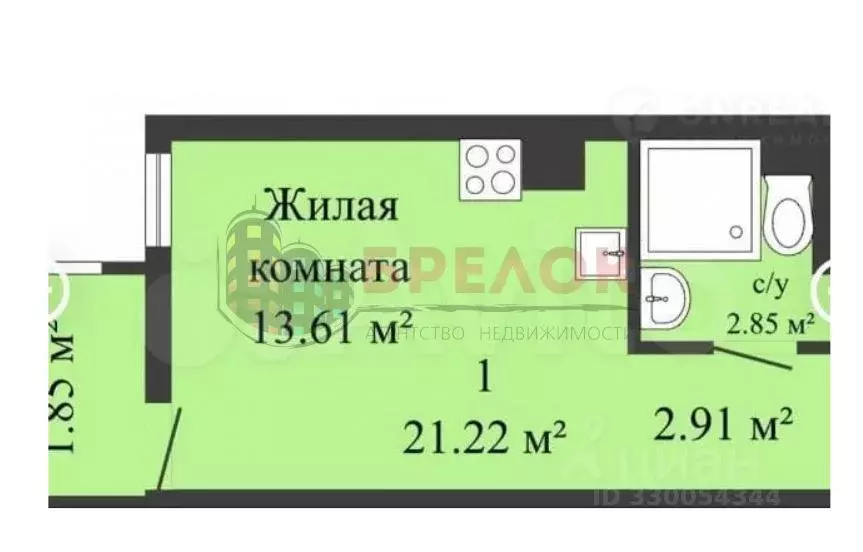 Студия Ростовская область, Ростов-на-Дону просп. Ленина, 46/2 (21.0 м) - Фото 1