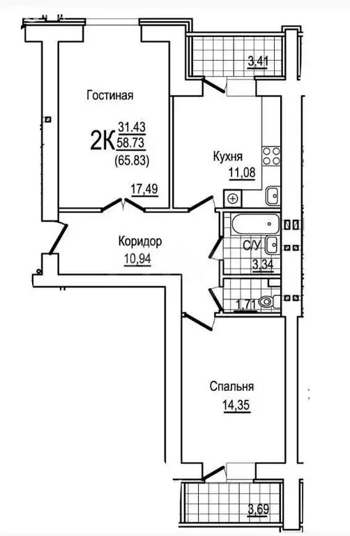2-комнатная квартира: Тверь, улица Михаила Румянцева, 42 (67 м) - Фото 1