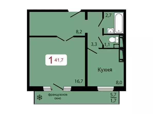 Продаётся 1-к квартира, 41.7 м - Фото 0