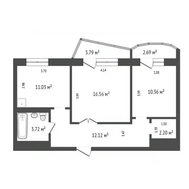 2-к кв. Красноярский край, Красноярск ул. Петра Подзолкова, 4 (58.0 м) - Фото 2