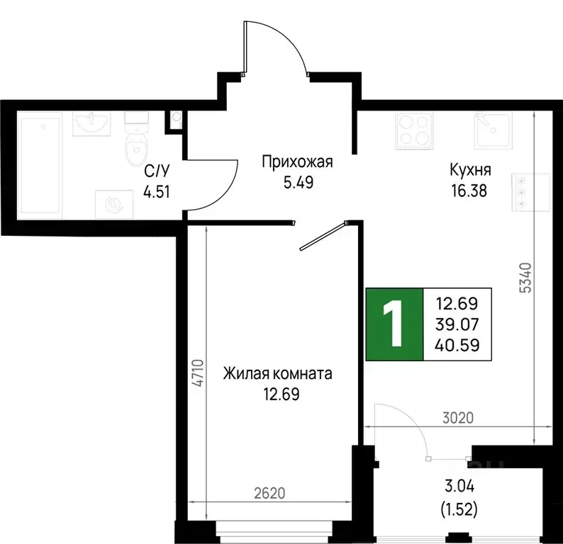 1-к кв. Ленинградская область, Всеволожский район, Свердловское ... - Фото 1