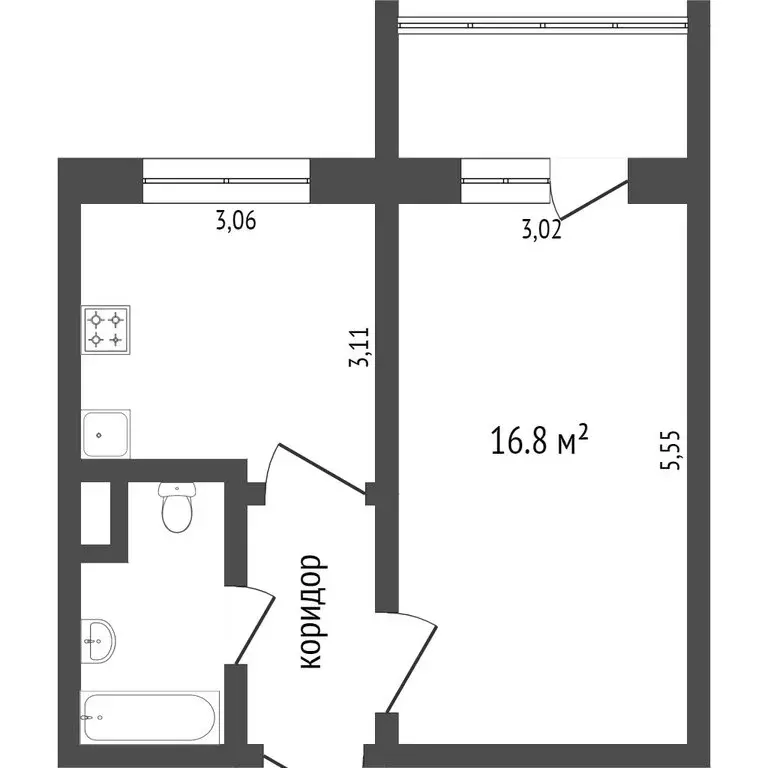 1-комнатная квартира: Тобольск, 7-й микрорайон, 38 (32.4 м) - Фото 1