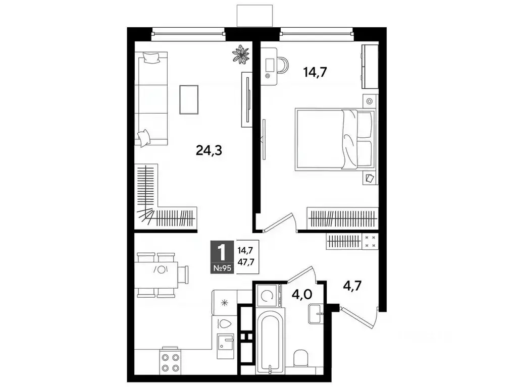 1-к кв. Краснодарский край, Краснодар ул. Анны Ахматовой, 6/1 (47.1 м) - Фото 1