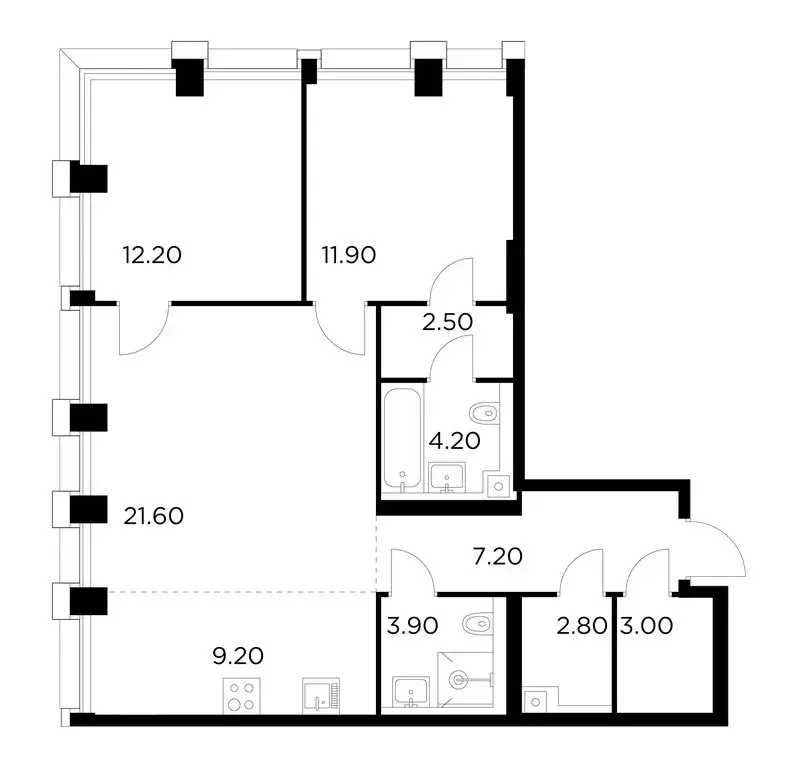 3-комнатная квартира: Москва, ЖК Инджой (78.5 м) - Фото 0