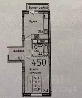 1-к кв. Московская область, Долгопрудный Парковая ул., 54 (35.0 м) - Фото 2