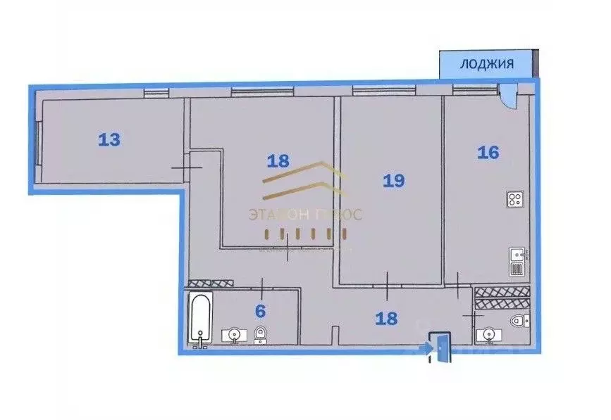 3-к кв. Санкт-Петербург Туристская ул., 15к2 (91.9 м) - Фото 2