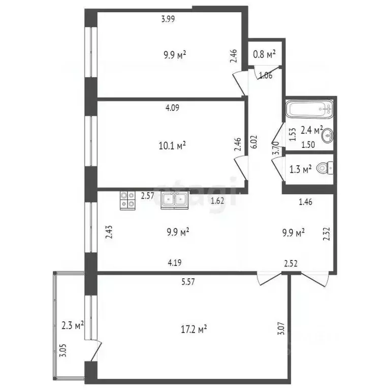 3-к кв. Саха (Якутия), Якутск ул. Халтурина, 6/2 (61.5 м) - Фото 1