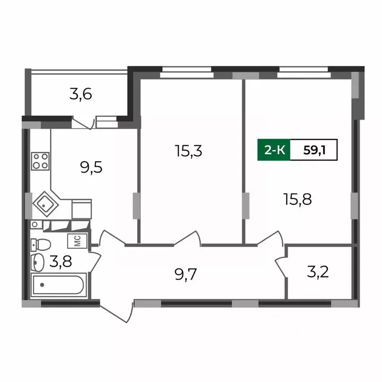 2-к кв. Владимирская область, Владимир бул. Сталинградский, 7 (59.1 м) - Фото 0