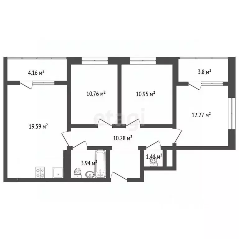 3-к кв. Тюменская область, Тобольск 15-й мкр, 25 (70.7 м) - Фото 2