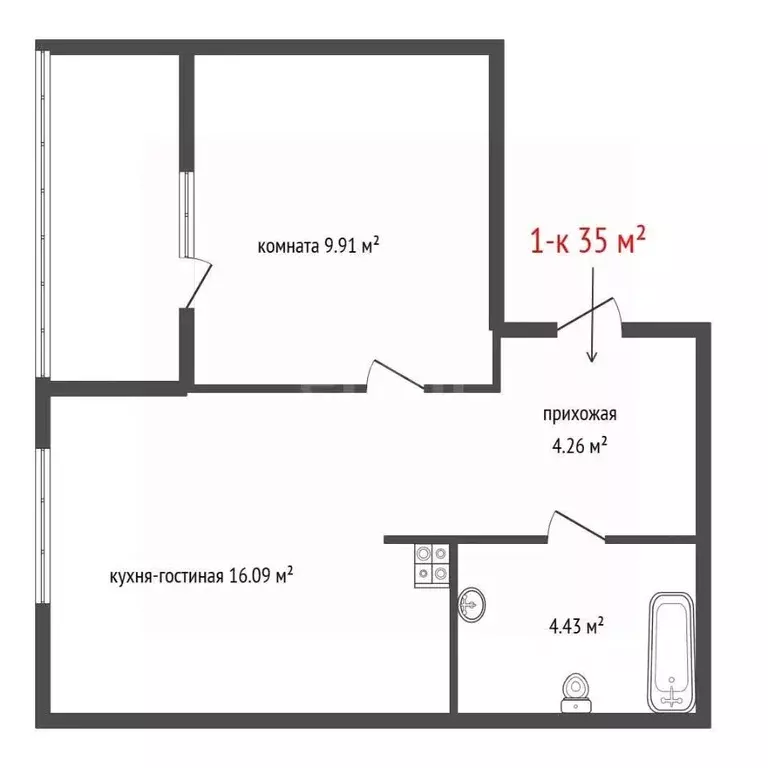 1-к кв. Свердловская область, Екатеринбург ул. Мамина-Сибиряка, 36Б/2 ... - Фото 1