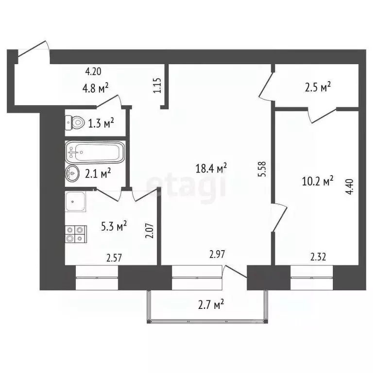 2-к кв. Хабаровский край, Солнечный рп ул. Геологов, 6 (44.6 м) - Фото 2