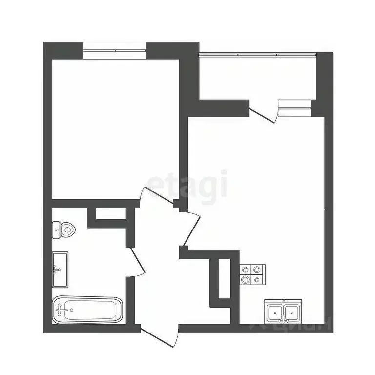 1-к кв. Тюменская область, Тюмень ул. Фармана Салманова, 23 (32.41 м) - Фото 1