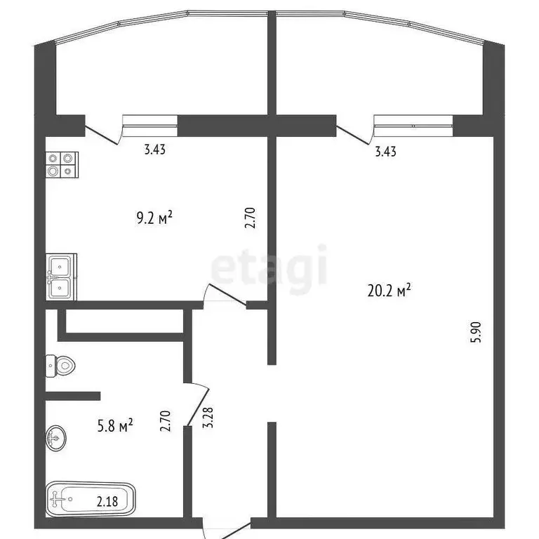 1-комнатная квартира: Тюмень, улица Павла Шарова, 9 (37.3 м) - Фото 1