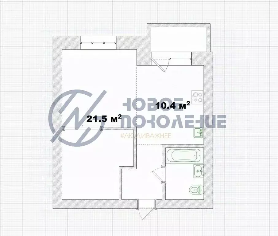 1-к кв. Омская область, Омск ул. Красный Путь, 101к2 (39.9 м) - Фото 2
