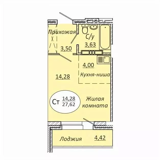 Студия Новосибирская область, Новосибирск 2-я Воинская ул., 53 (27.62 ... - Фото 0