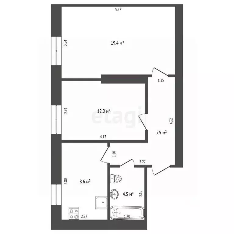 2-к кв. Крым, Симферополь ул. Русская (52.4 м) - Фото 0