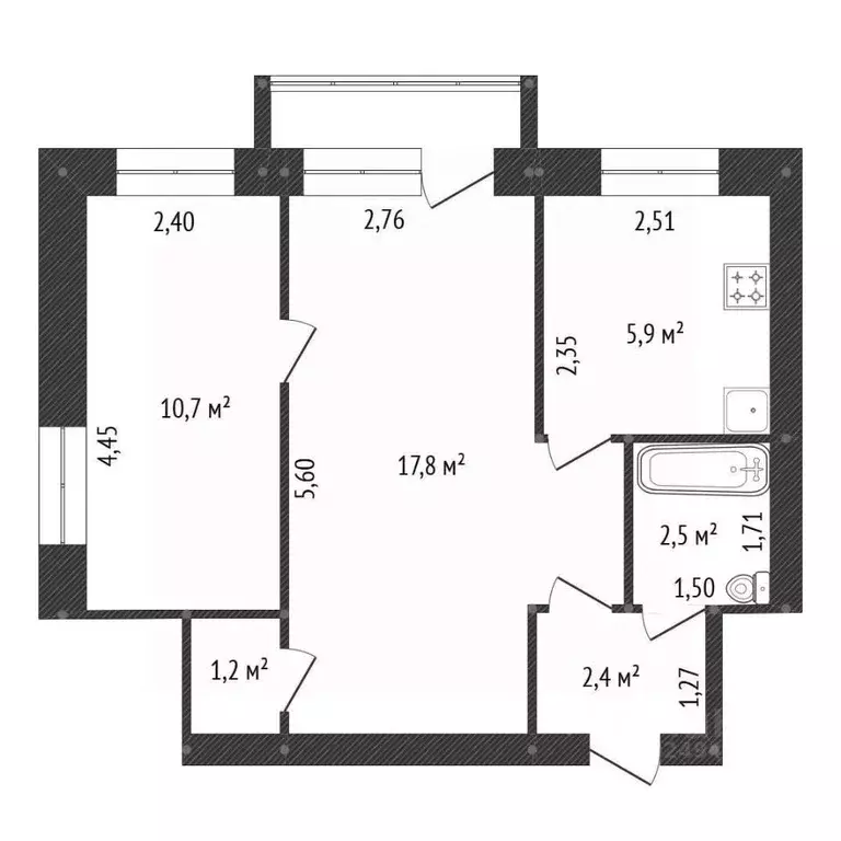 2-к кв. Башкортостан, Уфа ул. Худайбердина, 17 (40.5 м) - Фото 2