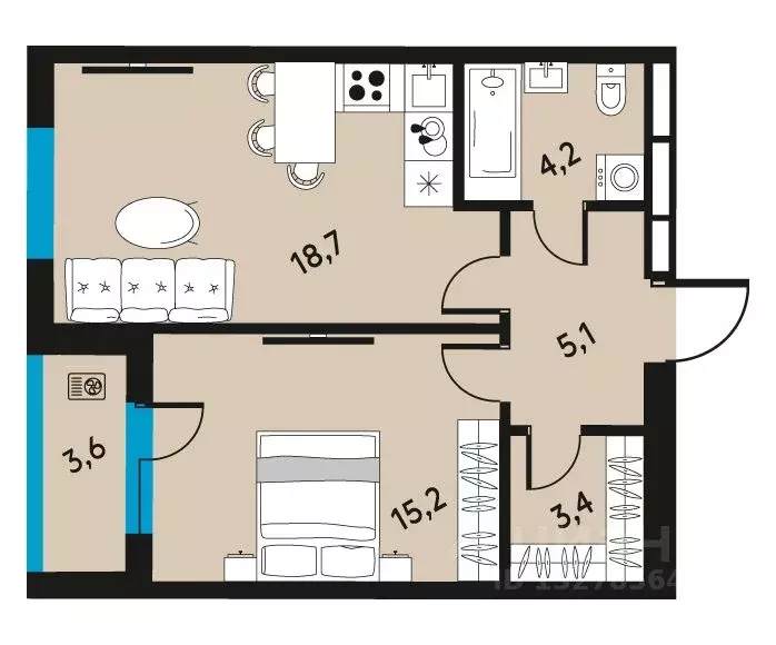 2-к кв. Пермский край, Пермь ул. Пушкина, 91 (48.4 м) - Фото 1