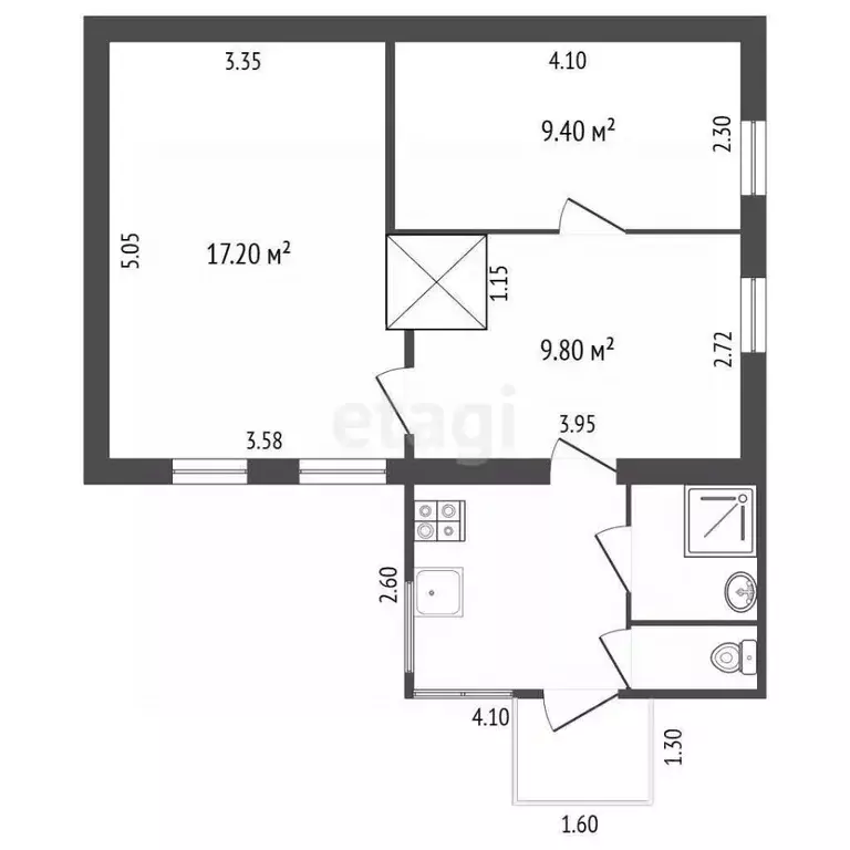 2-к кв. Костромская область, Ветлужский пгт пер. Матросова, 9 (36.4 м) - Фото 2