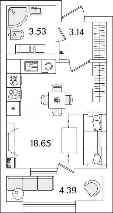 квартира-студия, 27,5 м, 14/23 эт. - Фото 0