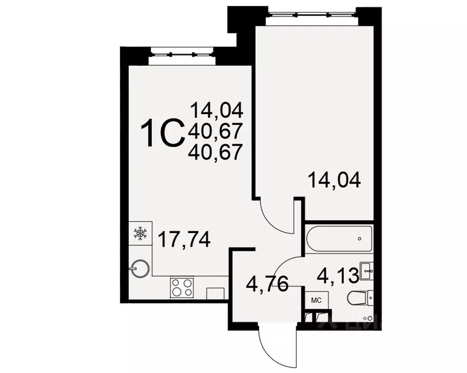 1-к кв. Рязанская область, Рязань Торговый Городок тер., Медиана жилой ... - Фото 1