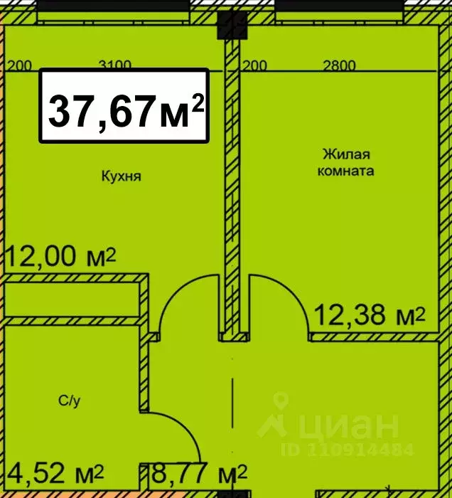 1-к кв. Ставропольский край, Ессентуки ул. Благодатная, 22к2 (37.67 м) - Фото 1