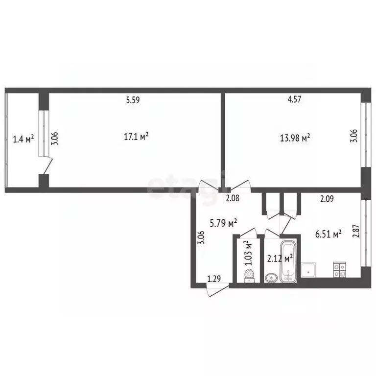 2-к кв. Мордовия, Саранск ул. Победы, 23с2 (48.0 м) - Фото 1