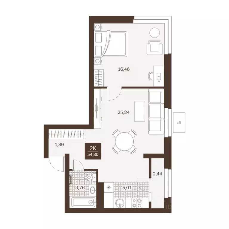 2-к кв. Пензенская область, Пенза Династия жилой комплекс (54.8 м) - Фото 1