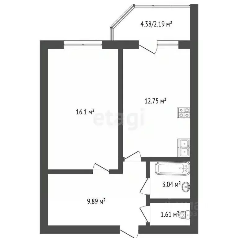 1-к кв. Тюменская область, Тюмень ул. Мельникайте, 138А/1 (43.9 м) - Фото 2
