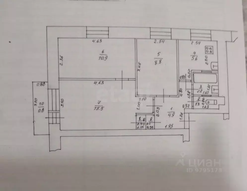 3-к кв. Татарстан, Казань ул. Лейтенанта Красикова, 18 (50.2 м) - Фото 2