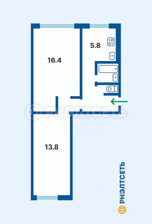2-к кв. Мурманская область, Мурманск Заводская ул., 1 (43.6 м) - Фото 0
