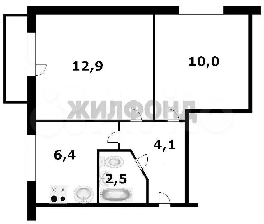 2-к. квартира, 36,8 м, 2/5 эт. - Фото 0