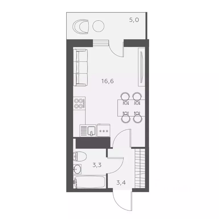 Студия Санкт-Петербург ул. Русановская, 24 (24.8 м) - Фото 0