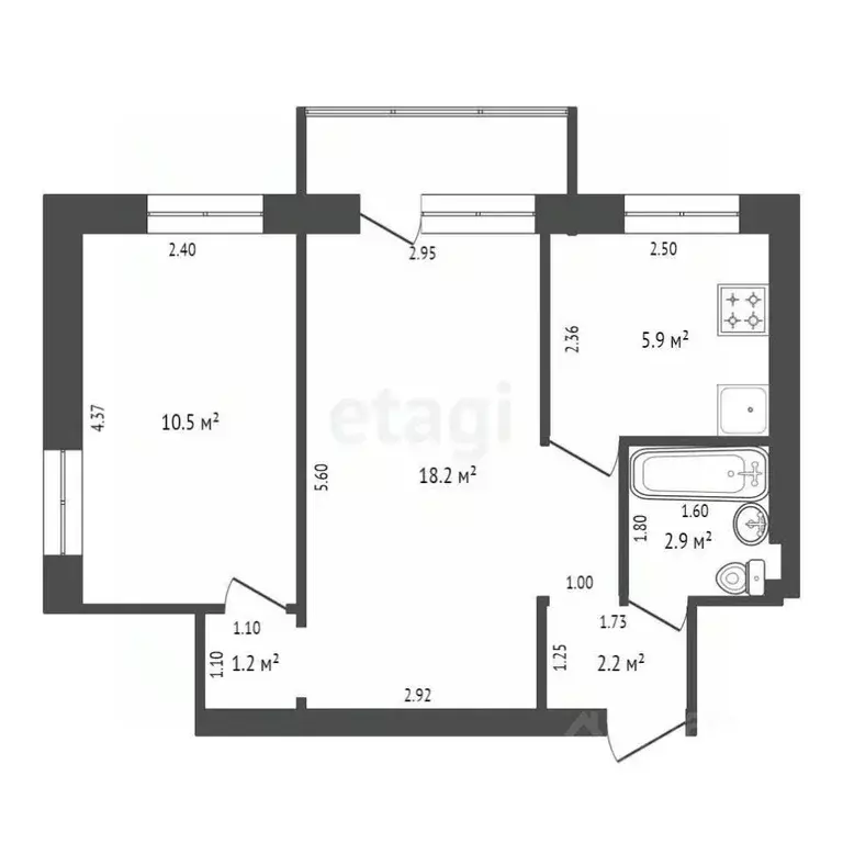 2-к кв. Челябинская область, Чебаркуль Санаторий Чебаркуль тер., 38 ... - Фото 2