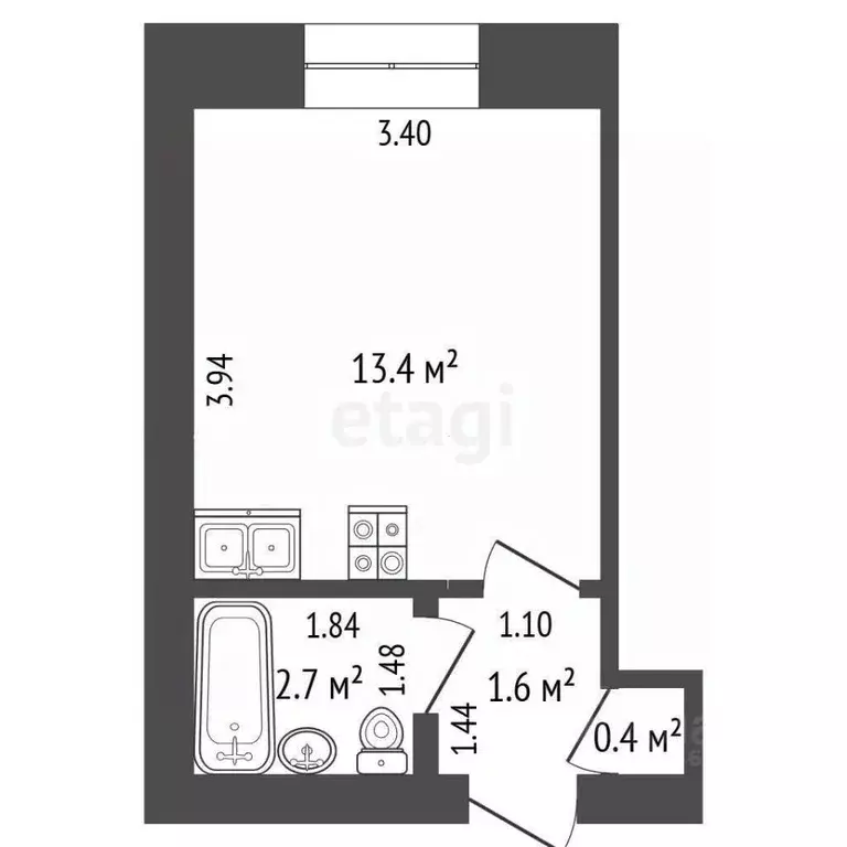 Студия Кемеровская область, Юрга ул. Машиностроителей, 10 (18.1 м) - Фото 1