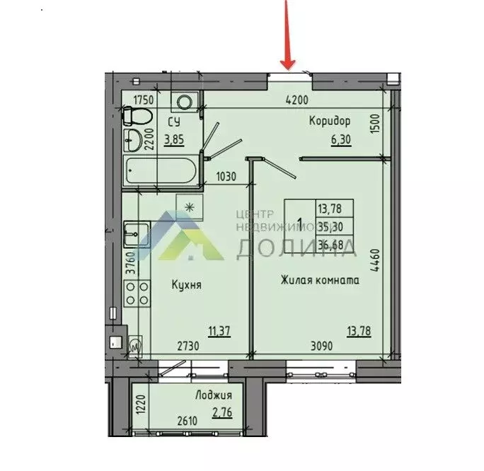 1-комнатная квартира: Волгоград, улица Иссы Плиева, 4 (35.3 м) - Фото 0