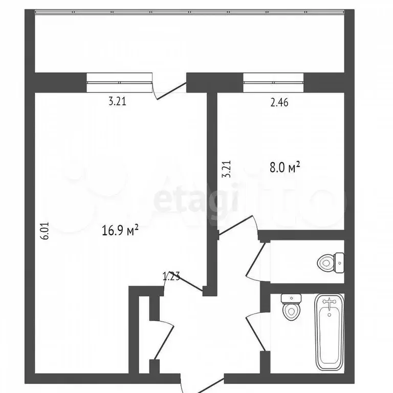 1-к. квартира, 33,9 м, 2/9 эт. - Фото 0