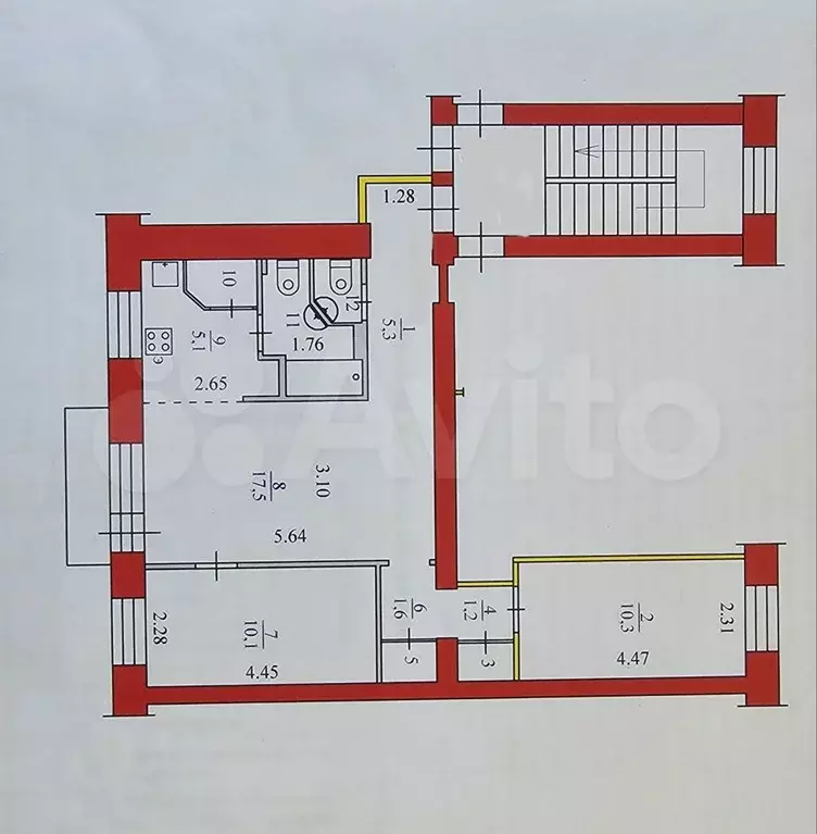 3-к. квартира, 58,4 м, 4/5 эт. - Фото 0