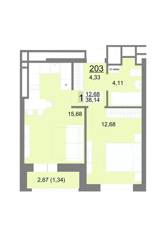 1-комнатная квартира: Екатеринбург, Тенистая улица, 8с5 (38.14 м) - Фото 0